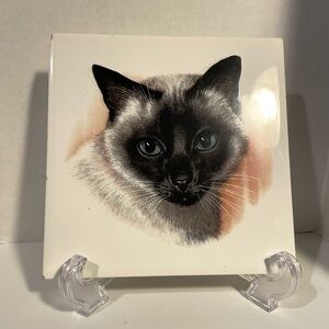 VTG Richards Group Ceramic Tile, Siamese Cat.  Made in England.  6x6”